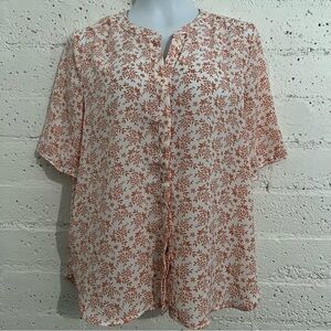 Jach’s Girlfriend Womens Top S Pink Floral Button Front Blouse Short Sleeve AU16